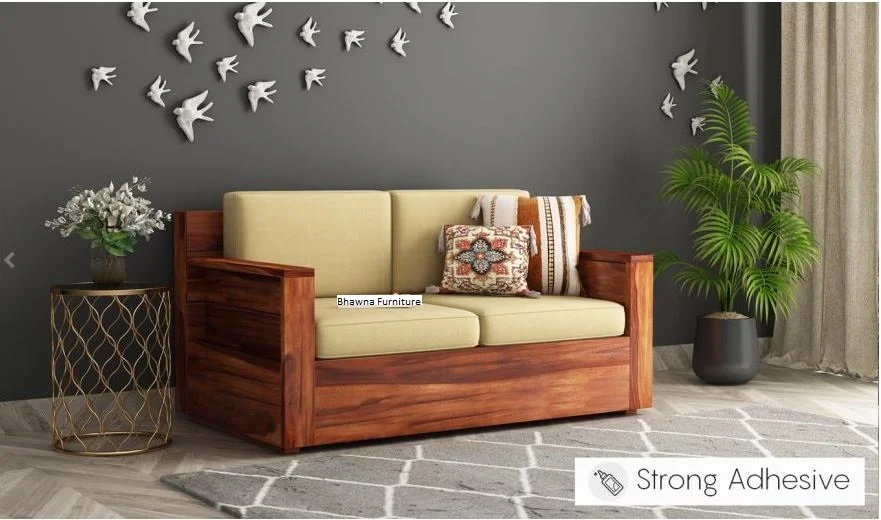 Brown Shiner & Cream Look Sofa Set - Image 5
