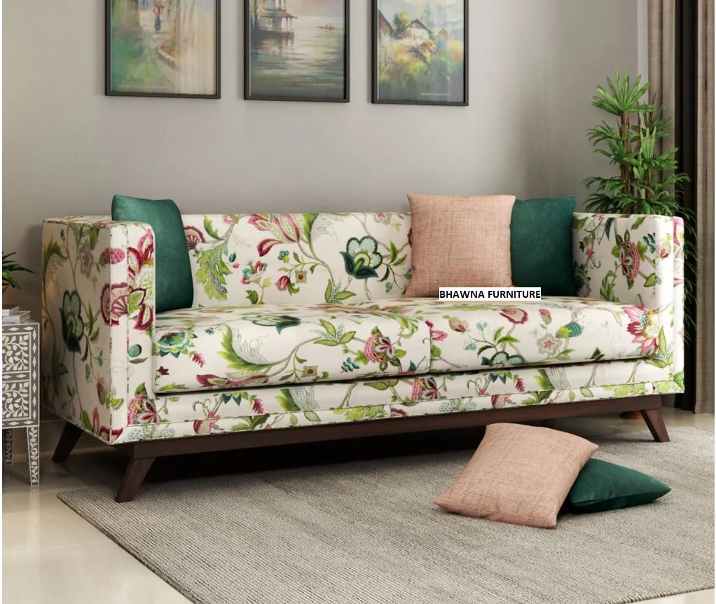 Designer Flower Fabric Sofa Set 3 Seater